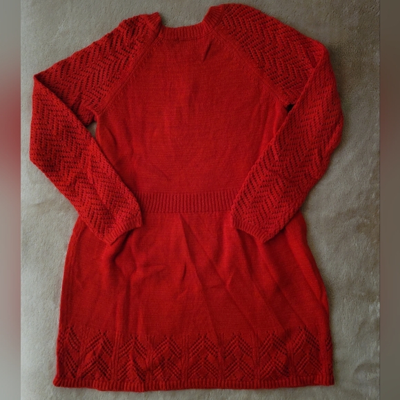 Cat & Jack Girl Red Sparkling Knitted Long Sleeve Sweater Dress Size 10-12 NWOT - Picture 3 of 4